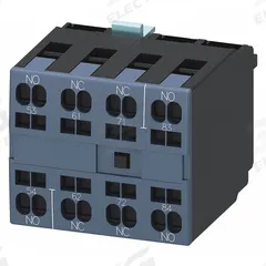 SIEMENS Auxiliary Switch: 2NO/2NC, Front Mount, Front-Mounted (MPN 3RH1921-2XA22-0MA0). Key specifications — Frame Size: S0; Brand: SIEMENS; Compatible with Series: SIRIUS 3RT1 Contactors.
