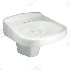 ZURN Bathroom Sink: Z5320, White, Porcelain, 23 in Overall Lg, 20 in Overall Wd, 3 Faucet Holes (MPN Z5324-PED). Key specifications — Series: Z5320; Includes: Lavatory, Vitreous China Half Pedestal; Color: White; Brand: ZURN; Sink Type: Bathroom; Material: Porcelain; Sink Material: Ceramic.