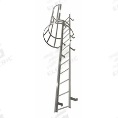 COTTERMAN Fixed Ladder with Safety Cage: 28 ft Overall Ht, 26 in Overall Wd, Steel, 29 Rungs (MPN M29SC L9 C1). Key specifications — Brand: COTTERMAN; Assembly: Assembled; Number of Sections: 5.