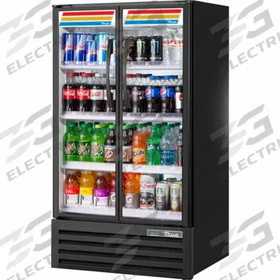 TRUE REFRIGERATION Refrigerated Merchandiser: 54 7/8 in x 30 7/8 in x 24 in, Black, Swing - Glass Door Refrigerator Merchandisers