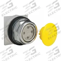 SCHNEIDER Mushroom Head Push Button: 30 mm Mounting Size, Metallic, Momentary (MPN 9001KR4Y). Key specifications — Brand: SCHNEIDER; Action: Momentary; Series: 9001K; Push Button Material Type: Metallic.