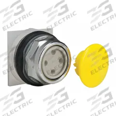 SCHNEIDER Mushroom Head Push Button: 30 mm Mounting Size, Metallic, Momentary (MPN 9001KR4Y). Key specifications — Brand: SCHNEIDER; Action: Momentary; Series: 9001K; Push Button Material Type: Metallic.