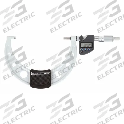 MITUTOYO IP65 Digital Outside Micrometer: 5 in to 6 in /0 mm to 25 mm, Inch/Metric - Micrometers with SPC Output for Harsh Environments