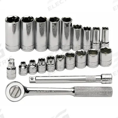 SK PROFESSIONAL TOOLS Socket Wrench Set: 3/8 in Drive, 21 Piece, 6-Point, SAE - SAE Socket Sets with Drive Tools