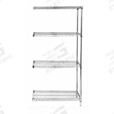 APPROVED VENDOR Wire Shelving Unit: Add-On, 36 in x 18 in, 54 in Overall Ht, 4 Shelves - Stationary Wire Shelving for Dry Use