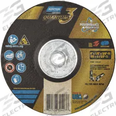 NORTON Depressed Center Wheel: Type 27, 6" x 1/8" x 5/8"-11, Ceramic, 24 Grit, Quantum 3 SG (MPN 66252839427). Key specifications — Series: Quantum 3 SG; Brand: NORTON.