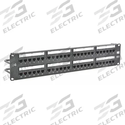 HUBBELL PREMISE WIRING Patch Panel: Flat, 2 Rack Units, 48 Ports, 6, IDC, 4-Pr PoE (4PPOE) - Rack-Mount Punchdown RJ45 Patch Panels