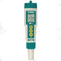 EXTECH pH Meter: pH/Temp, Meter, Built-In Smart Chip Predicts pH Electrode Performance, ±0.01 pH (MPN PH100). Key specifications — pH Accuracy: ±0.01 pH; Temp Compensation: Automatic; Measurement Components Included: Meter; Reagents and Solutions Included: Reagents Sold Separately; Test Parameters: pH; Other Accessories Included: Built-In Smart Chip Predicts pH Electrode Performance; Manufacturer Part Number: PH100.