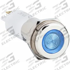 APPROVED VENDOR Flush Panel Light: 12 mm Panel Mounting Hole Dia, LED, Blue, Flush Head, H12 (MPN 24M140). Key specifications — Brand: APPROVED VENDOR; Electrical Connection: 0.11 Male Quick Disconnect.