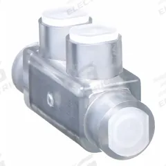 BURNDY Multitap Connector: 2 Port, In-Line Entry, 14 AWG – 2 AWG Wire Size, Clear (MPN BISR2). Key specifications — Body Material: Aluminum; Brand: BURNDY.