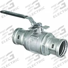 VIEGA MEGAPRESS Manual Two-Way Ball Valve: 4 in, 304 Stainless Steel, Press x Press, Two-Piece, PTFE (MPN 86830). Key specifications — Brand: VIEGA MEGAPRESS; Handle: Locking Lever.