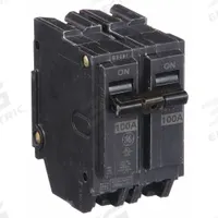 GE Miniature Circuit Breaker: THQL, 100 A, 120/240V AC, Single Phase, 10kA at 120/240V AC, Std (MPN THQL21100). Key specifications — Amps: 100 A; AC Voltage Rating: 120/240V AC; Phase: Single; Max. AIR Rating: 10kA at 120/240V AC; For Use With: Power Mark Gold Load Centers and AQ Lighting Panels.