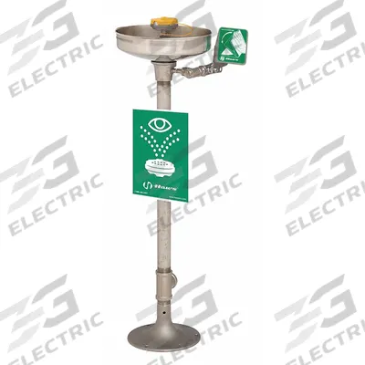 HAWS Plumbed Eyewash: Std, Floor Mnt, Eyes and Face Coverage, Covered - Floor-Mount Eyewash Stations