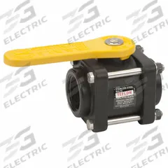 BANJO Manual Two-Way Ball Valve: 1 1/2 in, Polypropylene, Straight, FNPT x FNPT, Full Port Ball Port (MPN V150T). Key specifications — Brand: BANJO; Handle Type: Lever; Handle: Lever.