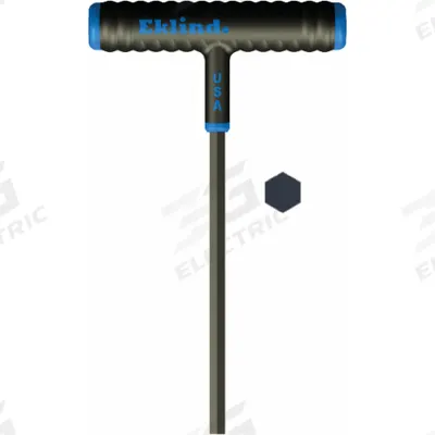 EKLIND Hex Key: 0 Ball Ends, 7 mm Tip Size, Metric, Long, Alloy Steel, Black Finish - T-Shaped Hex Keys