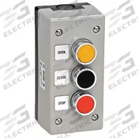 AMERICAN GARAGE DOOR SUPPLY Control Station: Open-Close-Stop, Double Pole, Outdoor, Surface Mount (MPN 3BXT). Key specifications — attr1070078: Non-Metallic Enclosure; attr92627: 3BXT; attr93592: AMERICAN GARAGE DOOR SUPPLY; attr1070071: Commercial Garage Door Operators; attr1070072: Double Pole; attr1070073: Open-Close-Stop; attr1070075: Outdoor; attr1070080: Surface Mount.