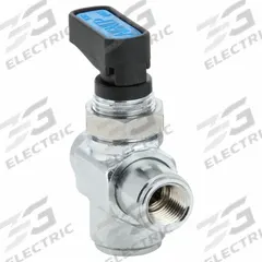 AIGNEP USA Manual Three-Way Ball Valve: 1/8 in, Chrome-Plated Brass, Double L Flow, One-Piece, Wedge (MPN 86700-02). Key specifications — Brand: AIGNEP USA; Handle: Wedge.