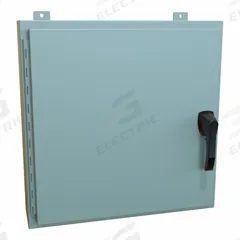 HAMMOND Enclosure: Steel, 24 in x 24 in x 6 in, NEMA 12/13/3R/4, Solid Cover, Hinged (MPN HW24246GYHK). Key specifications — Closure Method: Handle; Brand: HAMMOND; Knockouts: Not Included.