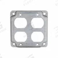 RACO Electrical Box Cover: 2 Gangs, Crushed Corner, For Square Box Shape, Galvanized Zinc (MPN 907C). Key specifications — Brand: RACO; For Box Shape: Square; Material: Galvanized Zinc; Cover Design: Crushed Corner.