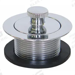 KISSLER Drain Stopper: Brass, Brass, 1 5/8 in Overall Dia, Lift and Turn, 1 7/8 in Fits Drain Size (MPN 58-7162). Key specifications — Color: Silver; Includes: Gasket; Material: Brass.