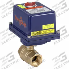 DYNAQUIP CONTROLS Electrically Actuated Two-Way Ball Valve: 1 in, Brass, 12 to 24V AC/DC, Straight (MPN EHH25ATE20H). Key specifications — Included Mounting: ISO 5211 Actuator Mounting Pad; Brand: DYNAQUIP CONTROLS; Stem Material: Nickel-Plated Brass; Actuator Features: Thermal Overload Protection.