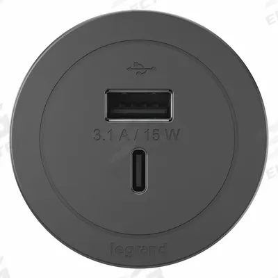 LEGRAND Furniture Power Outlet: 0 Outlets, 10 ft Cord Lg, Black, Non-NEMA, 2 in Wd - Furniture Power Strips