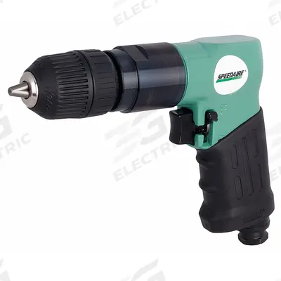 SPEEDAIRE Air-Powered Drill: 3/8 in Chuck, Medium Duty, 1,800 RPM, 0.5 hp, Keyless - Pistol-Grip Air-Powered Drills