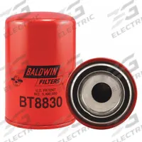 BALDWIN FILTERS Transmission Fluid Filter: Case IH/Clark/Fiat/Gradall/Volvo, Cellulose (MPN BT8830). Key specifications — Brand: BALDWIN FILTERS; Compatible Vehicle Make: Case IH; Includes: 20 psid Bypass Valve; Media Material: Cellulose; Baldwin Interchange: BT8830.