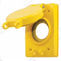 HUBBELL WIRING DEVICE-KELLEMS Weatherproof Cover: Thermoplastic, Locking 30A Receptacles, 1 Gangs (MPN HBL6700). Key specifications — Brand: HUBBELL WIRING DEVICE-KELLEMS; Color: Yellow; Compatible with Product Type: Locking 30A Receptacles; Mounting Orientation: Vertical.