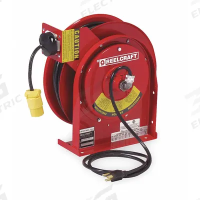 REELCRAFT Extension Cord Reel: Ratchet Lock, 50 ft Cord Lg, 16 AWG, SJTOW, 5-15R Cord Lg - Self-Retracting Cord Reels
