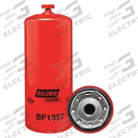 BALDWIN FILTERS Fuel Filter: Spin-On, 4 11/16 in Outside Dia, 1 1/4"-12 Thread Size, Cellulose (MPN BF1357). Key specifications — attr1137520: BF1357; attr1137521: FS19946; attr434022: BALDWIN FILTERS; attr427730: Cellulose; attr427731: Integral Post Seal; attr1017112: Trucks; attr1017113: Komatsu.