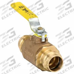 APOLLO Manual Two-Way Ball Valve: 3/4 in, Brass, Straight, Press x Press, Full Port Ball Port, Lever (MPN 77W10401A). Key specifications — Brand: APOLLO; Handle: Lever.