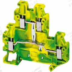 SCHNEIDER Terminal Block: DIN Rail Mounting Type, Screw-On Wire Termination, 2 Wire Terminals (MPN NSYTRV44DPE). Key specifications — Brand: SCHNEIDER; For Minimum Wire Size: 26 AWG; Wire Termination Style: Screw-On.