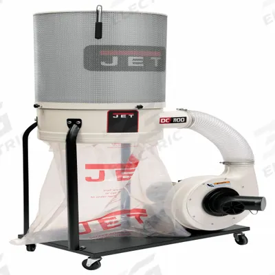 JET Wood Dust Collector: Single-Stage, 115/230V AC - Mobile Single-Stage Wood Dust Collectors with Cartridge Filter