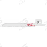 MILWAUKEE Reciprocating Saw Blade: 14 Teeth per Inch, 3 5/8 in Blade Lg, 0.04 in Blade Thick, 5 PK (MPN 48-00-5162). Key specifications — attr1109198: 14; attr1109200: Rigid for Straight Cuts; attr1109201: Straight; attr1109209: MILWAUKEE.