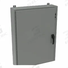 HAMMOND Disconnect Enclosure: NEMA 12/13/4, Powder-Coated Steel, 30 in x 21 in x 10 in, Handle (MPN 1447SD10HK). Key specifications — Brand: HAMMOND; Closure Method: Handle.