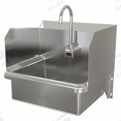 SANI-LAV Hands-Free Sink: 1 Stations, 7 in Bowl Dp, 17 in Bowl Lg, 14 in Bowl Wd, Faucet Included (MPN 707B). Key specifications — Includes Side Splash: Side Splash Included; Series: Stainless Steel Hand Wash Sink; Brand: SANI-LAV; Power Source: Battery Powered.