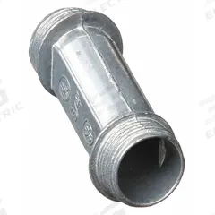 RACO Offset Nipple: 1 in Trade Size, Zinc, 2 3/4 in Overall Lg, Offset Nipple, Plain Zinc (MPN 1454). Key specifications — Standards: CSA Certified; Thread Size: 1"-11-1/2; Thread Type: NPS; Brand: RACO; Finish: Plain; Item: Offset Nipple.