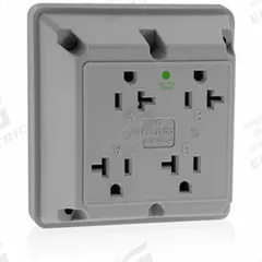 LEVITON Receptacle: Quad, 5-20, Gray, 125V AC, 20 A, 2 Pole / 3 Wire (MPN 21254-HGY)