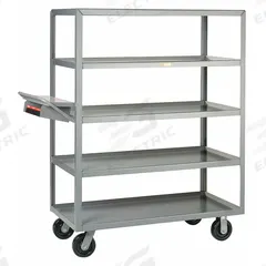 LITTLE GIANT Utility Cart: 3,600 lb, 5 Shelves, 76 in L x 30 in W x 65 in H Overall Dim, Flat (MPN 5ML-3060-6PH-WSP). Key specifications — Caster Wheel/Tread Material: Phenolic; Brand: LITTLE GIANT; Caster/Wheel Configuration: (2) Swivel.