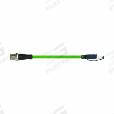 MURRELEKTRONIK Cordset: Cat6, M12 Male Straight x RJ45 Male Straight, 5 m Lg, PUR, Green - M12 Connector to RJ45 Connector Cordsets
