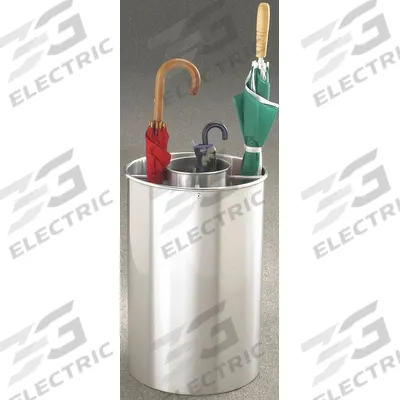 GLARO Umbrella Stand: 23 in Overall Ht, Satin Aluminum, 15 in Overall Dia, Aluminum - Umbrella Stands