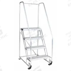 COTTERMAN Rolling Ladder: 1.7 ft Platform Ht, Assembled, Aluminum, 350 lb Load Capacity - Max (MPN 2TA18A3E10B8C50P6). Key specifications — Color: Gray; Brand: COTTERMAN; Handrail Configuration: Double Handrails; Rear Chain: None.