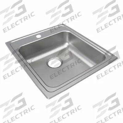 JUST MANUFACTURING Bowl Drop-In Sink: 21 in Overall Lg, 19 1/2 in Overall Wd - One-Bowl Counter-Mounted Kitchen & Bar Sinks without Faucets