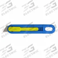 PACIFIC HANDY CUTTER, INC Utility Knife: 5 1/2 in Overall Lg, Textured, 1 in Overall Wd, Plastic (MPN E12211-4). Key specifications — attr307884: Press-and-Pull; attr307885: Carbon Steel Rounded Tip; attr307882: Blue; attr307878: Textured; attr307881: Plastic; attr324892: PACIFIC HANDY CUTTER, INC.