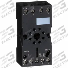 SCHNEIDER Relay Socket: 10 A Rating, DIN-Rail Socket Mounting, 8 Pins, A Socket (MPN RUZC2M). Key specifications — Brand: SCHNEIDER.