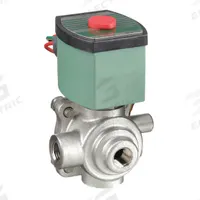 REDHAT Solenoid Valve: 4-Way, 3/8 in Pipe Size, 120V AC, Watertight/Without Junction Box, PTFE Seal (MPN 8342G703). Key specifications — Pipe Size: 3/8 in; Voltage: 120V AC; Brand: REDHAT; Coil Enclosure: Without Junction Box.