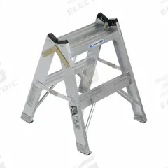 WERNER Step Stool: 3 Steps, 2 ft Overall Ht, 300 lb Load Cap, Aluminum, 1.9 ft Standing Ht (MPN T372). Key specifications — Brand: WERNER; Color: Silver.