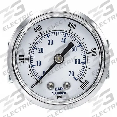 PIC GAUGES Industrial Pressure Gauge: 0 psi to 1,000 psi, 2 in Dial, 1/4 in NPT Male - U-Clamp Panel-Mount with Copper Wetted Parts