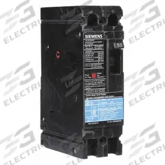 SIEMENS Molded Case Circuit Breaker: 50 A Amps, 10kA at 240V AC, Fixed, Load Side Lug, Any, ED2 (MPN ED22B050). Key specifications — Phase Connection: Any; Instantaneous Trip: Fixed; Terminal Connection: Load Side Lug; Series: ED2; Max. AIR Rating: 10kA at 240V AC.
